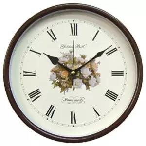 인테리어 메탈 브라운 장미 로마숫자 벽시계 제조한국 GB4268