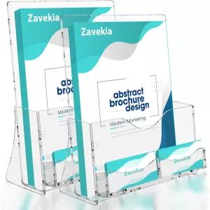 자베키아 2팩 아크릴 브로셔 홀더 명함 8.5 x 11인치 투명 문학 플라스틱 전단지 디스플레이 스탠드