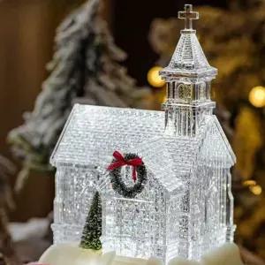 오르골 마을 크리스마스 장식품 눈내리는 크리스탈 집