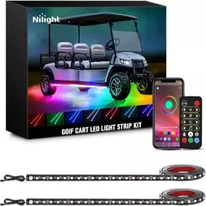 Nilight 2PCS 골프 카트 언더글로우 LED 라이트 스트립 드림 컬러 멀티 모드 네온 액센트 조명 키트 APP 및
