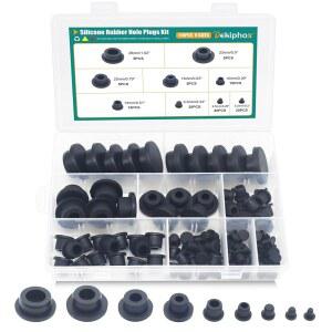 원형 구멍을 위한 110PCS 실리콘 고무 플러그 다양한 크기의 T자형 스토퍼 구멍 욕조 제트 커버(블랙)