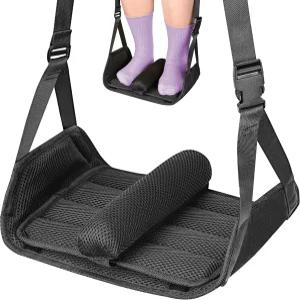 베이비네스트 비행기 발 해먹 조절 가능한 스트랩과 두꺼운 바닥이 있는 접이식 다리 받침대 지지대 휴대용