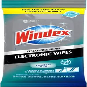 Windex 전자 청소 물티슈 TV 휴대폰 및 기타 제품용 미리 적신 스크린 신선도 잠금 장치로 재봉 가능 25