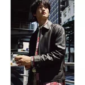 매장정품 빈폴 BEANPOLE MEN [Re-edition] 레더 해링턴 자켓 재킷 - 브라운 249301