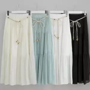 [신상오픈런]여성 보헤미안 스타일 여름 롱스커트 끈벨트 캉캉 스커트 (37001109)