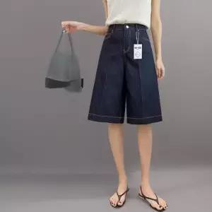 [신상오픈런]여성 캐주얼 스판 면혼합 5부 데님 반바지 스티치 디자인 (35835881)