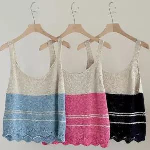 [신상오픈런]여성 여름 배색 스트라이프 니트 조끼 (35830015)