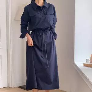 [신상오픈런]허리끈원피스 셔츠핏 출근룩 봄나들이 순면 미시룩 (30489494)