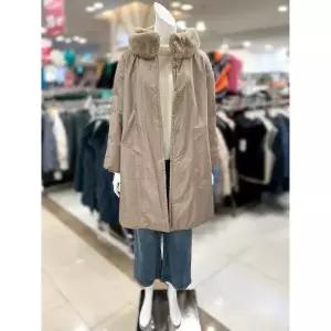 [하프클럽/]소고 세이브존01 밍크 워머넥 토끼털 트리밍 하프 코트 TI4FA07_BE