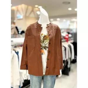 [하프클럽/]소고 세이브존01 인조가죽 차이나넥 재킷 TH3GA17_BK