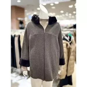 [하프클럽/]소고 세이브존01 무스탕 배색 울 집업 코트 TI4HA06(1)