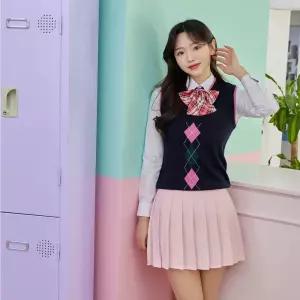 교복몰 백합주름치마 베이비핑크 단색 주름치마 교복 NQR6+4Isu