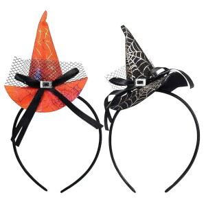 에이트스테이트 2팩 할로윈 마녀 모자 시퀀스 머리띠 호박 헤어 후프 액세서리 여성 튬 파티 가면극 용품