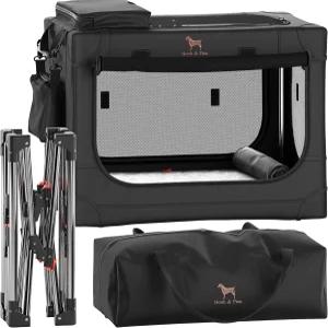 노아 발 접이식 개 상자 26인치 소형견 애완동물 케이지용 매트 포함 자동차용 여행용 개집 보관 포켓 2개