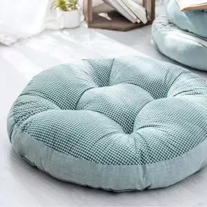 대형방석 두꺼운 좌식 체크 키높이 원형방석 60cm 등받이