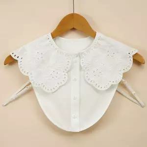 펀칭 자수 빅 페이크카라 넥케이프 레이어드 연출 SXF9+4YNX