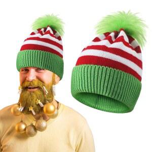 어른을 위한 연향 그린 퍼지 니트 모자 할로윈 의상 롱 크리스마스 비니 겨울 따뜻한 산타 남성 여성 홀리데이 드레스