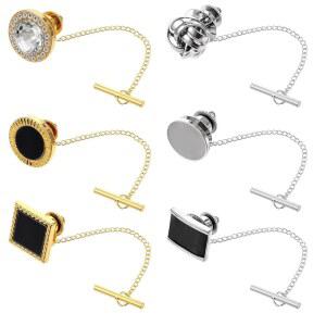 비즈니스 모자 결혼식 생일을 위한 체인 클립 수트 액세서리가 포함된 남성용 구리 택 클러치 6종 일반 넥타이 라펠