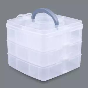 3단 분리 멀티박스 소형 투명 정리함 소품 보관함/투명박스/칸막이정리함/사각박스/투명보관함/칸막이수납