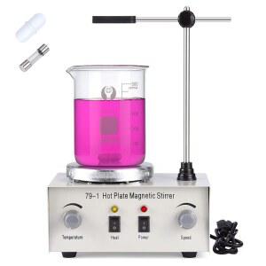 Slendor 마그네틱 교반기 핫 플레이트 믹서 79-1 실험실 최대 2400 RPM 교반 막대 및 지지 스탠드 포함