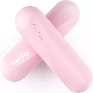 KHTO 식품 등급 여성용 실리콘 덤벨 웨이트 바 핑크(2.2파운드 4.4파운드 페어) 논슬립 헥스 사이드 세트