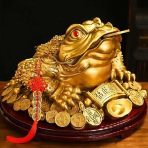 삼족뚜꺼비 황금 장 소품 장식용 두꺼비 물뿜는 밀랍색 조각상 개업선물