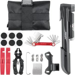 자전거 펌프 및 새들백이 포함된 수리 도구 키트 - 집이나 도로에서 유지 관리를 위한 타이어