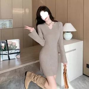 엘럽 니트 원피스 치마 가을 이너 여성치마 핫걸넥 힙스터 슬림 박템3