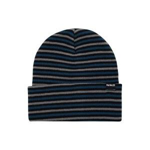 남성용 갬빗 비니 포근한 이중 레이어 플랫 니트 스트라이프 부드러운 수갑 겨울 모자