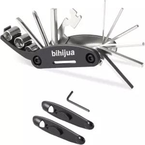 비히주아 자전거 멀티툴 16-in-1 헥스 소켓 스포크 렌치가 포함된 도구 키트 + 도로 산악 수리용 타이어
