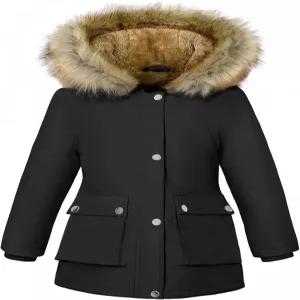 위푹스 걸스 플리스 퀼팅 재킷 따뜻한 발수 후드 코트 지퍼 두꺼운 겉옷 주머니 포함 (6-13년)