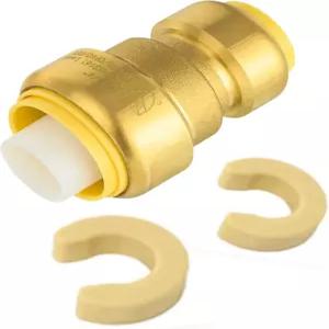 EFIELD 푸시 핏 1인치 x 3/4인치 축소 커플링 황동 피팅 구리 펙스 CPVC용 투 커넥트 배관 2개의 분리 클립