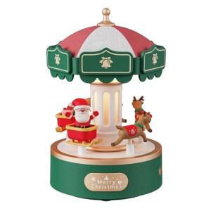 크리스마스장식 크리스마스 회전 목마 장식품 우드 레트로 상자 카페 선물, 모델