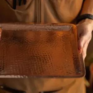 서빙보드 순동 구리 정사각 트레이 쟁반 24.5cm