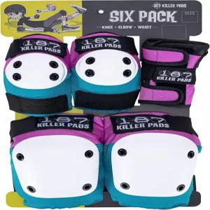 187 킬러 패드 식스팩 세트 팔꿈치 무릎 손목 보호대 - 스케이트보드 롤러 스케이팅 인라인 스케이팅에