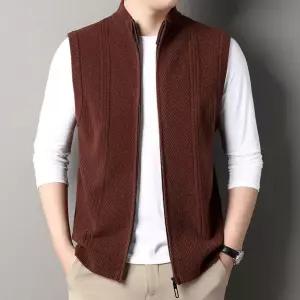 남자 캐주얼 니트 조끼 민소매 나시 봄가을 중청년 양털 KS3