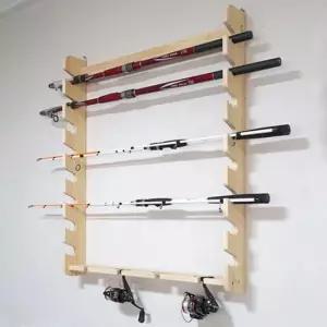 낚시대 아름데코 원목 벽걸이형 로드 거치대 8구