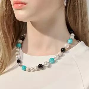 [vanharrys] 터쿼이즈 블루 젬스톤 비즈 목걸이