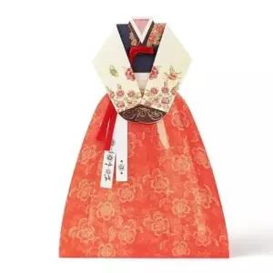 [문구] 모란 수채 전통한복 카드 X5개 연하장 감사카드