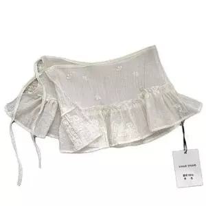 [의류] 여자 레이어드 시스루 스커트 레이스 랩업 치마