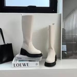 여자롱부츠 천연소가죽 둥근코 가보시 통굽 옆지퍼 여성 롱부츠4fY