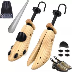 넓은 발을 위한 각 방향 나무 신발 스트레처 남녀 4방향 와이드너 신축 길이 및 너비의 페어 프리미엄