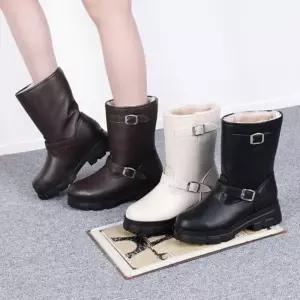 [신상오픈런]털부츠 둥근코 통굽 어글리 페이크레더 여성 버클워커 (28753952)