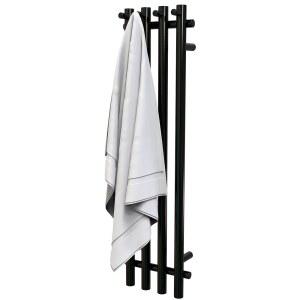 온열 타월 랙, 타이머가 있는 워머, 욕실용 벽걸이 핫 워머 유선 또는 플러그인 모델 수직 히터(매트 블랙)