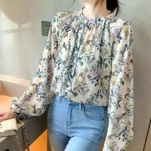 [옷은날개] 플라워 봄 브라우스 꽃무늬 긴팔 여자 블라우스