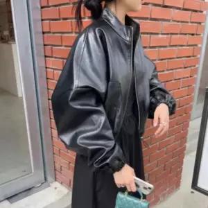 [옷은날개] 자켓 여자 스포티 레더 오버핏 데일리 라이더 벌룬