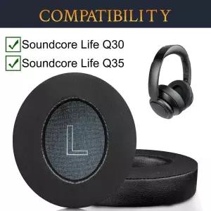 Anker Soundcore Life Q30/Q35 헤드폰용 냉각 젤 이어패드 아이스 실크 패브릭 교체용 이어 패드 쿠션