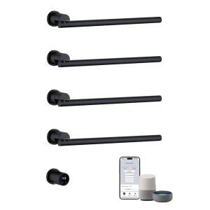 전동 타월 워머 숨겨진 스마트, 욕실용 75W 회전식 가열 랙, 타이머, 온도 조절기, LED 디스플레이, APP, 180 회전 4바, 유선, 블랙 모듈식 랙 내장