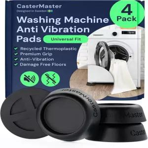 캐스터마스터 세탁기 방진 패드 4팩 건조기용 목재 라미네이트에 블랙 타일 진동 소음 매트 미끄럼 및 고무