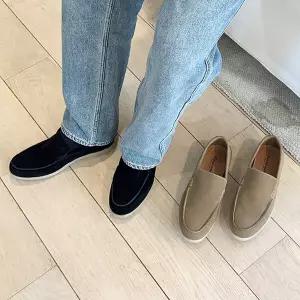 라포 국산 남자 세무 스티치 슬립온 U팁 로퍼 3cm